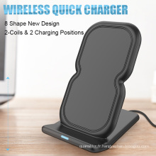 Vente chaude Qi Standard qi chargeur sans fil affichage téléphone stand dock pad debout recharge sans fil pour iPhone 8 samsung S8